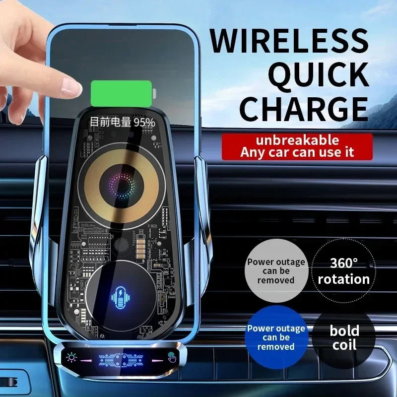 VIKEFON Car Phone Holder Wireless Charger Fast Charging Station For iPhone 15-12 X Xiaomi Samsung Magnetic Wireless Car Charger