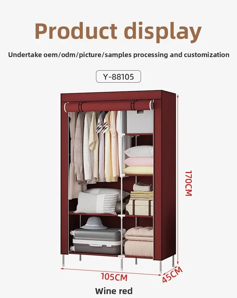Simple wardrobe fashionable non-woven dustproof storage dormitory hanging wardrobe folding economical cloth wardrobe