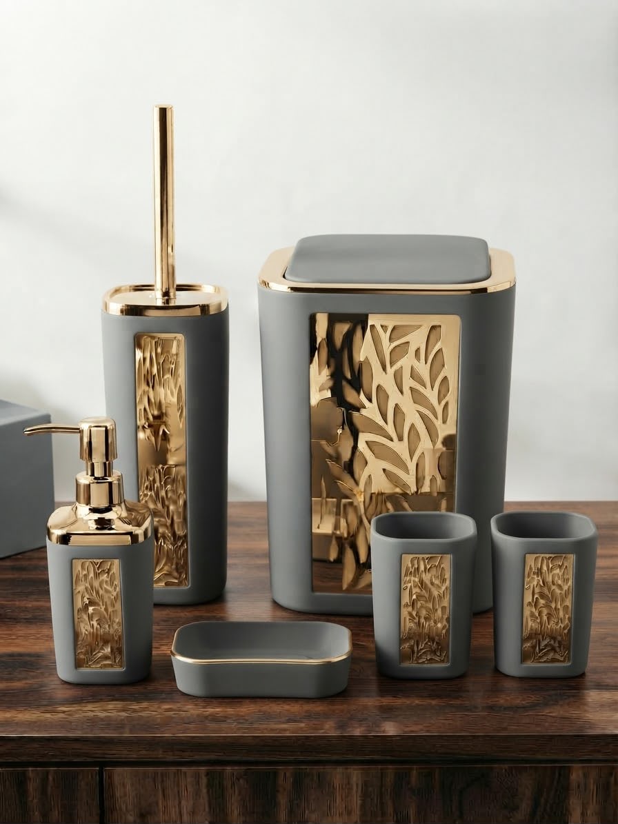 Luxury Bathroom Set| Deep Line Design| 6 Pieces.