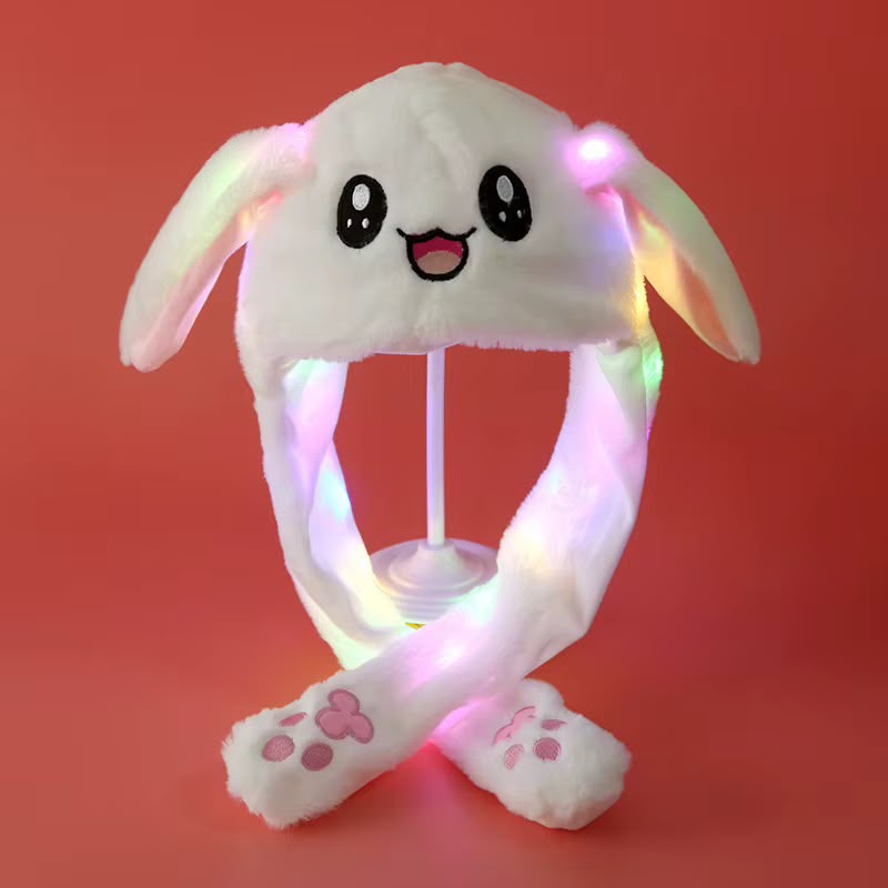 Glowing LED Air Muff Hat with Moving Ears – Plush Rabbit Cap with Airbag Flapping Ears for Kids & Cosplay