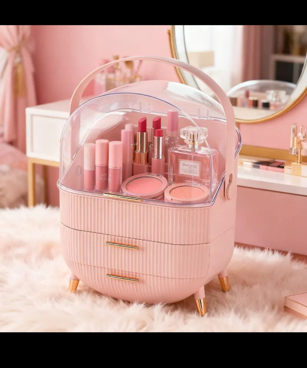 Premium Large Capacity Cosmetic Storage Box | Portable Makeup & Jewelry Dressing Case| Makeup Organizer.