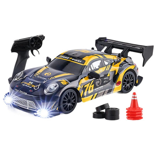 1:24 Scale RC Drift Car 4WD High Speed 30km/H LED Lights Gyro 2.4Ghz Remote Control Electric Hobby Metal Toy Perfect