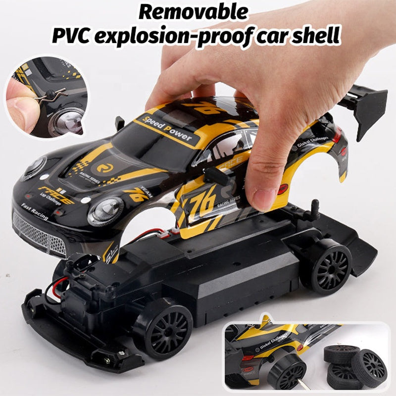 1:24 Scale RC Drift Car 4WD High Speed 30km/H LED Lights Gyro 2.4Ghz Remote Control Electric Hobby Metal Toy Perfect