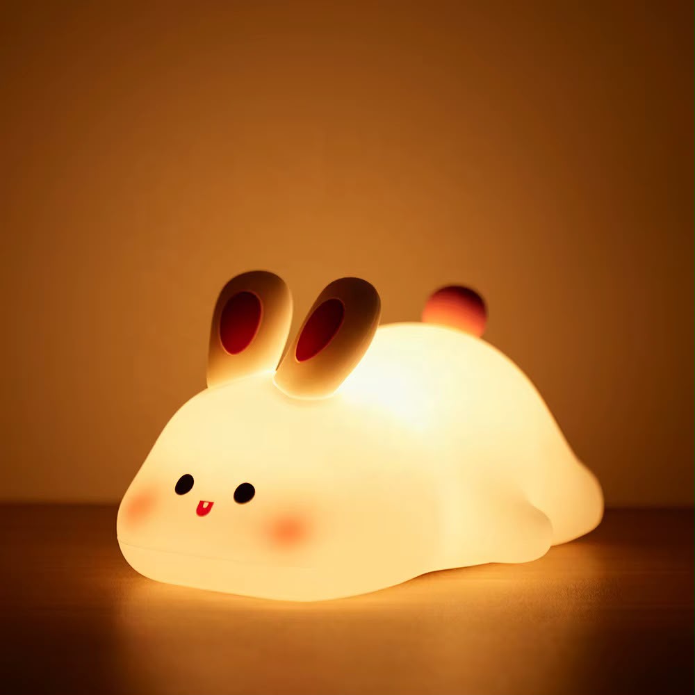 Cute Rabbit Silicone LED Night Light – Soft Touch Sensor & USB Rechargeable