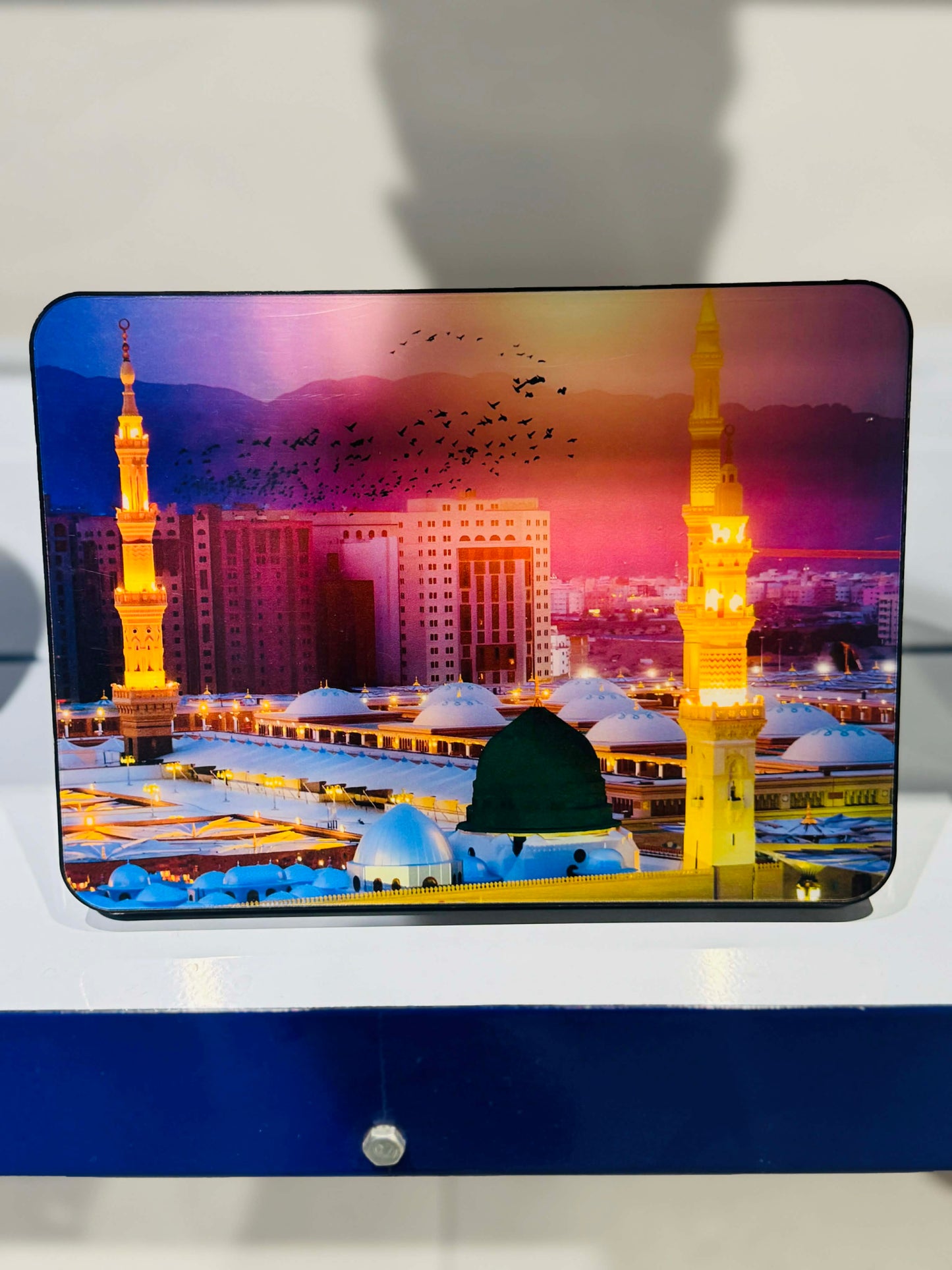 Premium LED Clock with Scenic Printed Display – Modern Digital Desk Clock