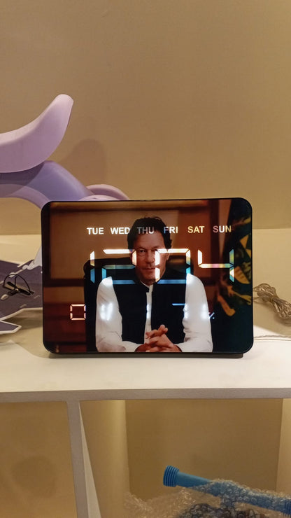 Premium LED Clock with Scenic Printed Display – Modern Digital Desk Clock