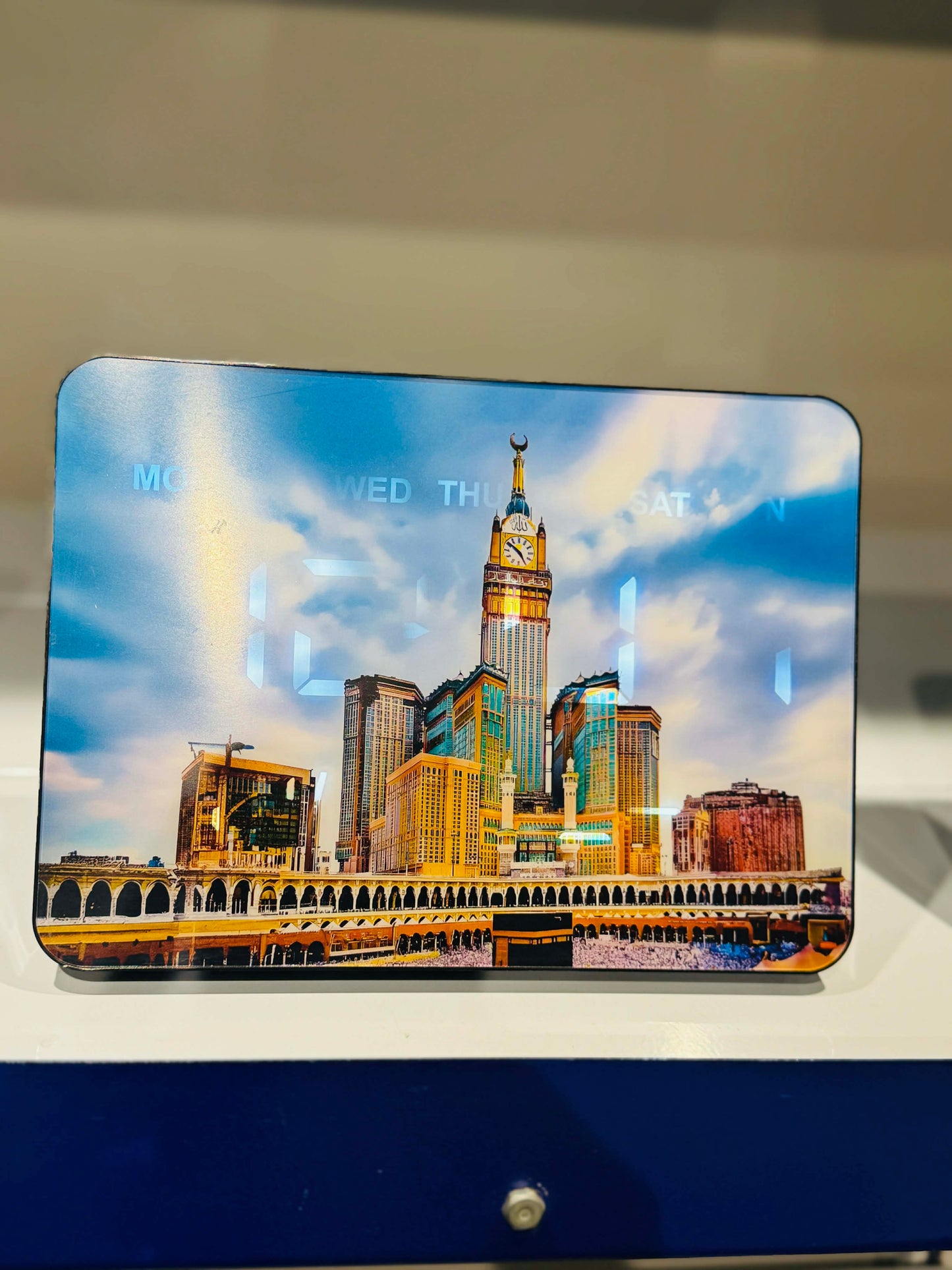 Premium LED Clock with Scenic Printed Display – Modern Digital Desk Clock