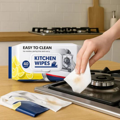 Heavy Duty Kitchen Cleaning Wipes (40 Pcs Pack) – Multi-Purpose Degreasing & Oil Cleaning Wet Wipes for Stove Top, Countertop & Exhaust