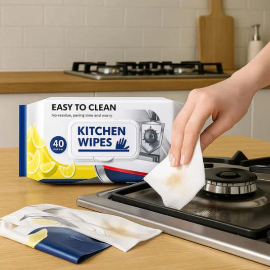 Heavy Duty Kitchen Cleaning Wipes (40 Pcs Pack) – Multi-Purpose Degreasing & Oil Cleaning Wet Wipes for Stove Top, Countertop & Exhaust