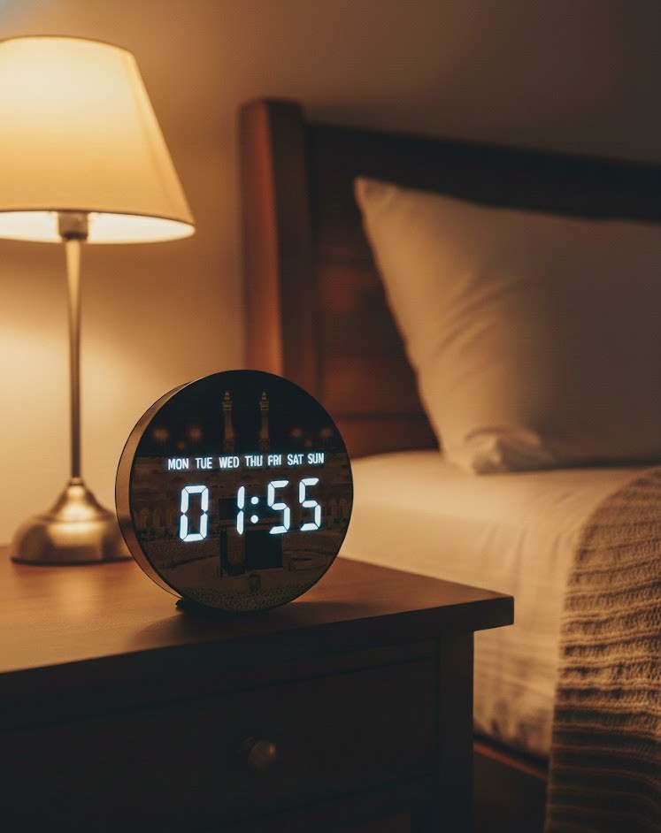 Premium LED Clock with Scenic Printed Display – Modern Digital Desk Clock