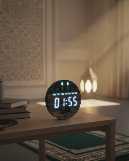 Premium LED Clock with Scenic Printed Display – Modern Digital Desk Clock