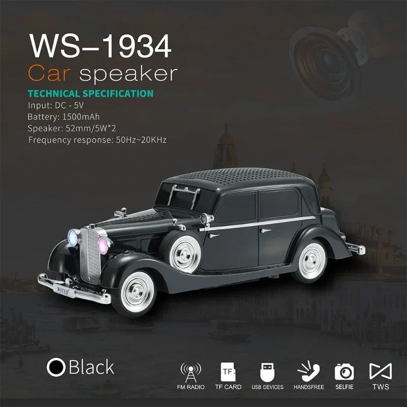Premium Quality Vintage Car Bluetooth Speaker | High Bass | Premium Sound, Retro Style