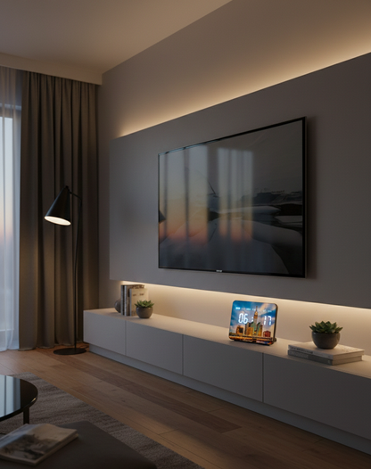 Premium LED Clock with Scenic Printed Display – Modern Digital Desk Clock