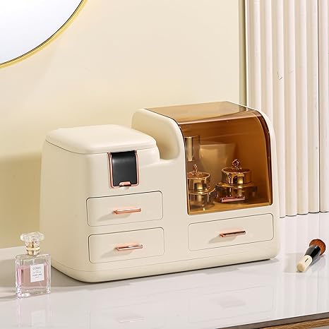 Luxury LED Makeup Organizer with Mirror & Storage Drawers