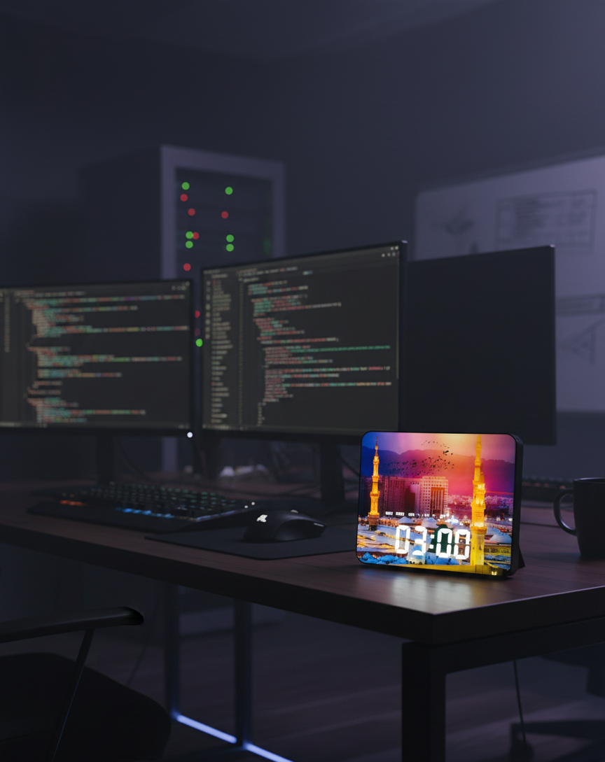 Premium LED Clock with Scenic Printed Display – Modern Digital Desk Clock