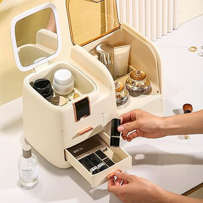Luxury LED Makeup Organizer with Mirror & Storage Drawers
