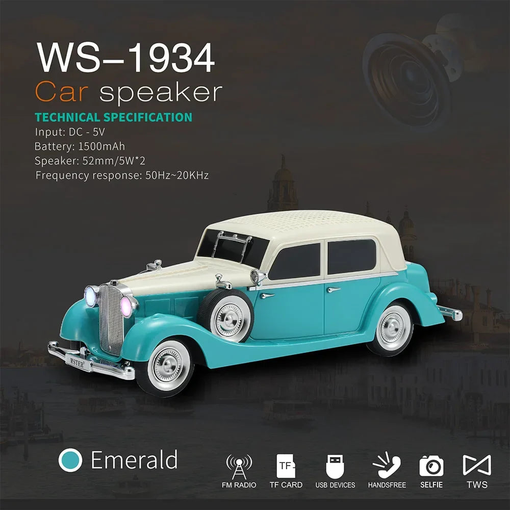 Premium Quality Vintage Car Bluetooth Speaker | High Bass | Premium Sound, Retro Style