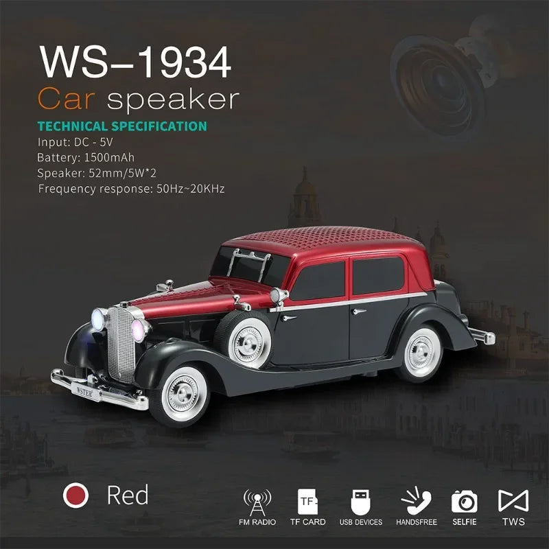 Premium Quality Vintage Car Bluetooth Speaker | High Bass | Premium Sound, Retro Style