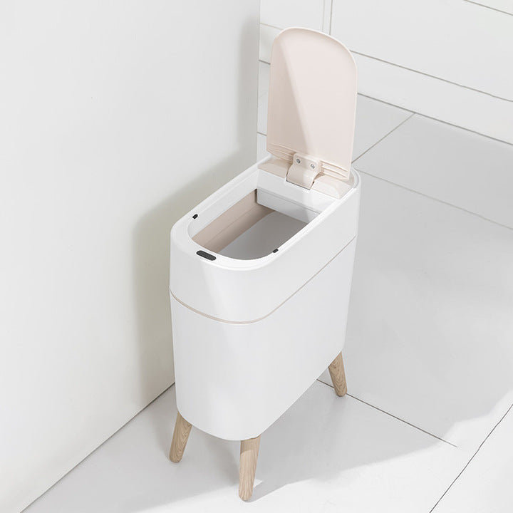 Intelligent Sensing Automatic Lid Opening Plastic Garbage Bin Silent and Slow Descent for Living Room Bedroom Kitchen Use