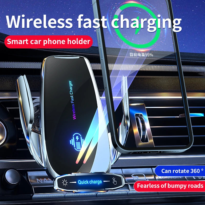 15W Wireless Car Phone Holder Fast Charging Magnetic Charger Mobile Phone Car Holder Stand for iPhone 15 14 13 12 Samsung Xiaomi