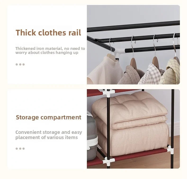 Simple wardrobe fashionable non-woven dustproof storage dormitory hanging wardrobe folding economical cloth wardrobe