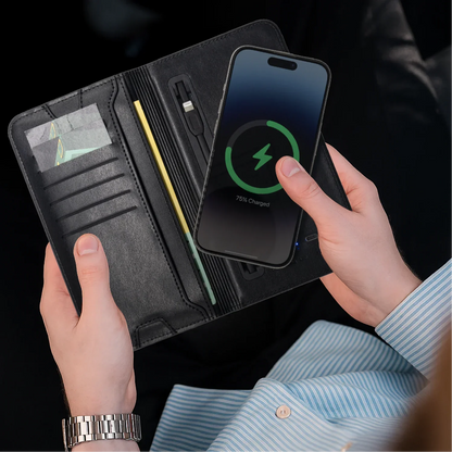 Premium Wireless Charging Wallet + Power Bank | Pure Leather | 6800 MaH Capacity