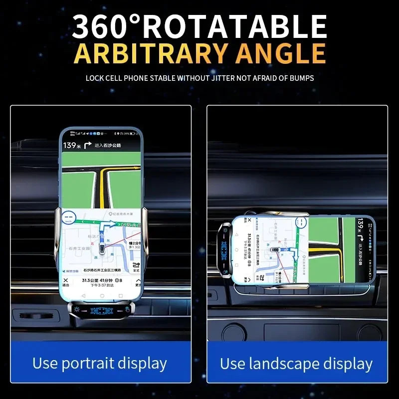 VIKEFON Car Phone Holder Wireless Charger Fast Charging Station For iPhone 15-12 X Xiaomi Samsung Magnetic Wireless Car Charger