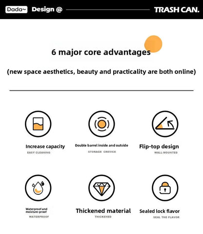 Cartoon household flip trash can, kitchen, living room, Internet celebrity with lid, large-capacity dust-proof trash can