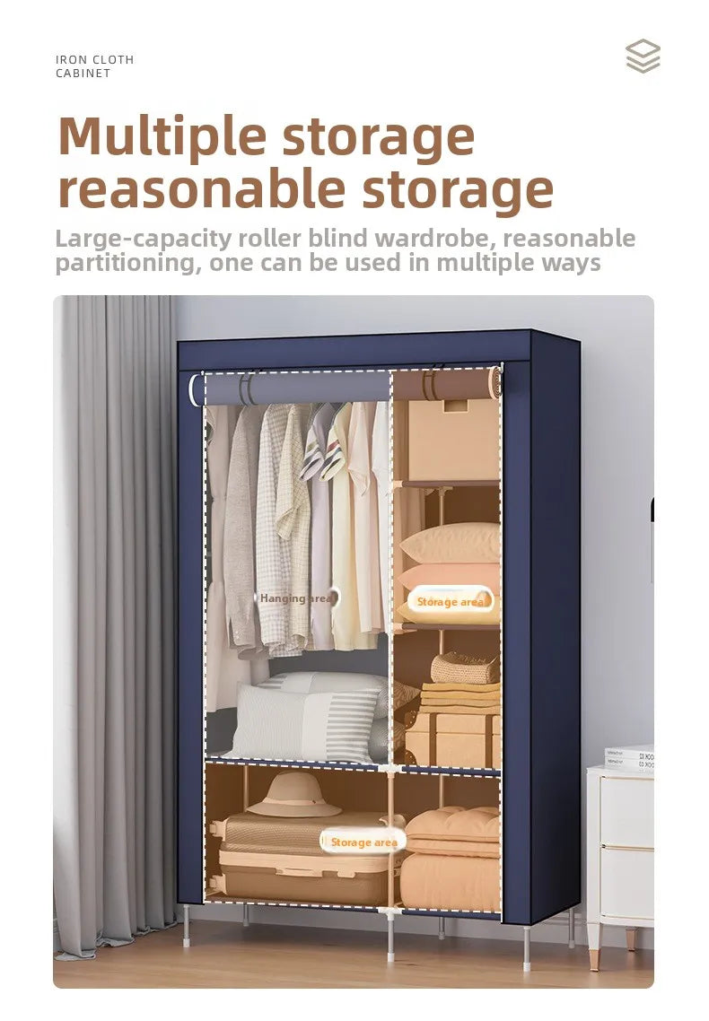 Simple wardrobe fashionable non-woven dustproof storage dormitory hanging wardrobe folding economical cloth wardrobe