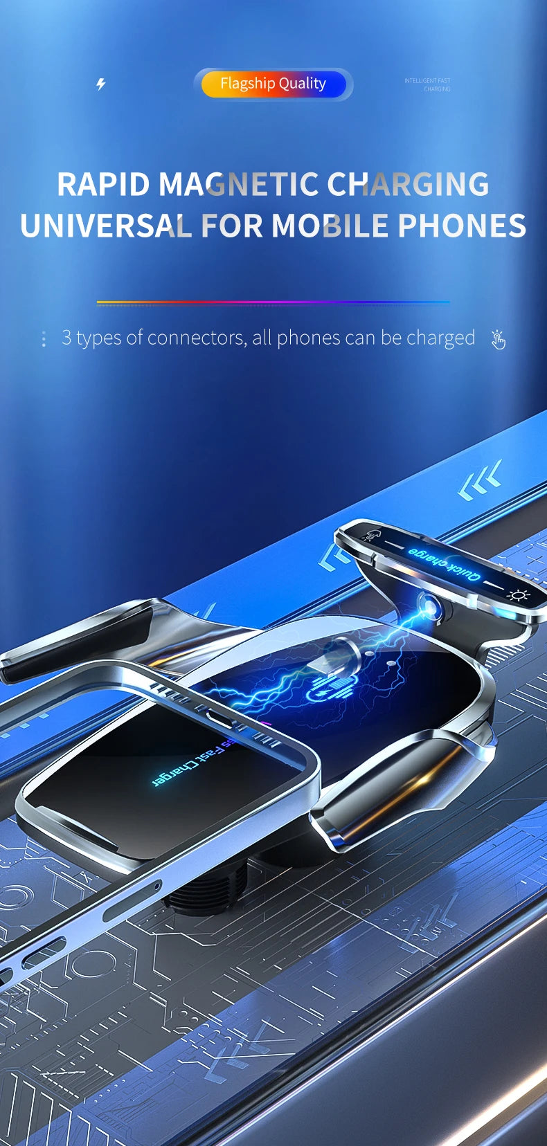 15W Wireless Car Phone Holder Fast Charging Magnetic Charger Mobile Phone Car Holder Stand for iPhone 15 14 13 12 Samsung Xiaomi