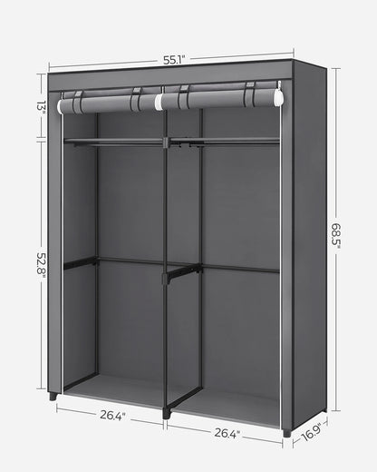 SONGMICS Closet Wardrobe, Portable Closet for Bedroom, Clothes Rail with Non-Woven Fabric Cover, Clothes Storage Organizer