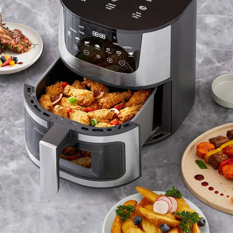 7L Air Fryer Big Capacity Stainless Steel Visible Electric Fryer Household Electric Oven Multi-function