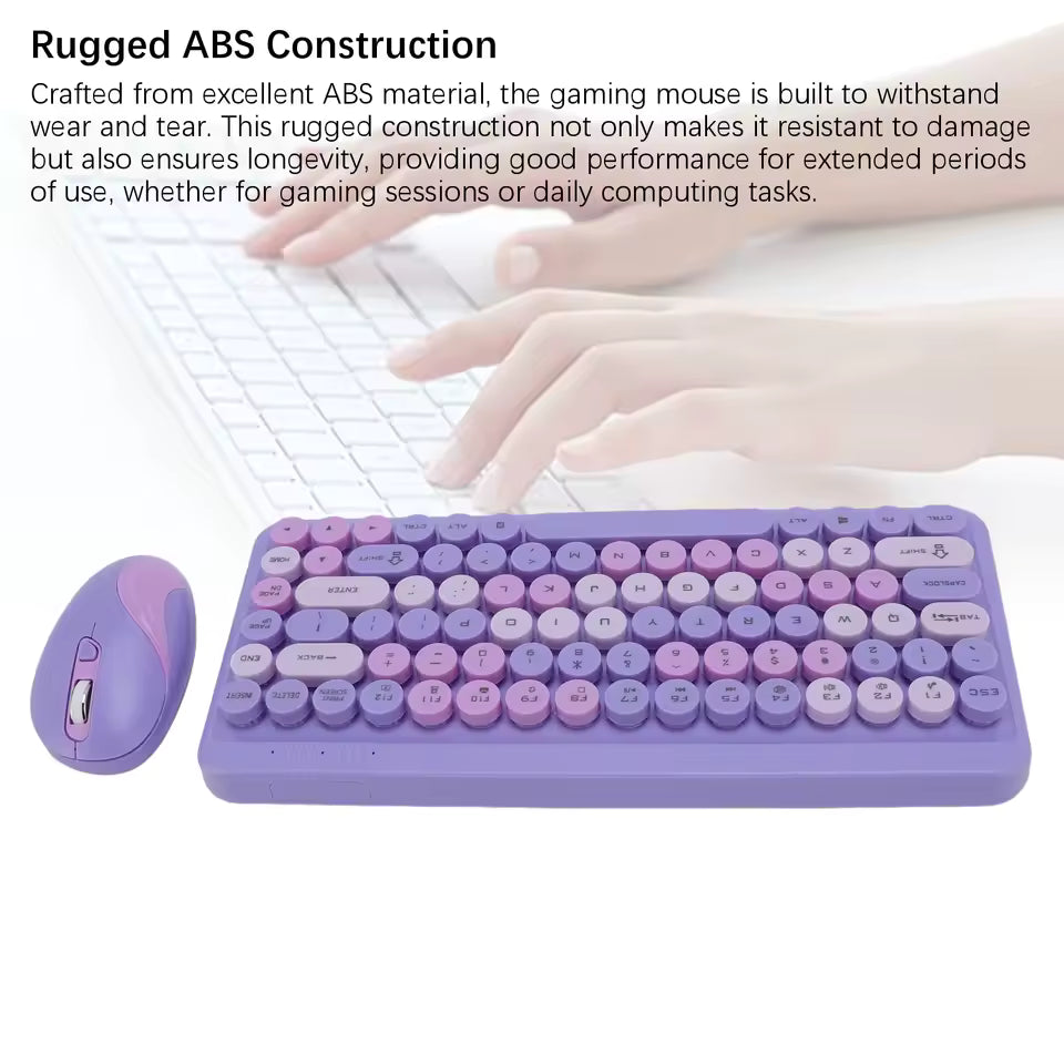 2.4G Wireless Keyboard Mouse Set Retro Round Keycap Keyboard and Mouse Set for Home Office