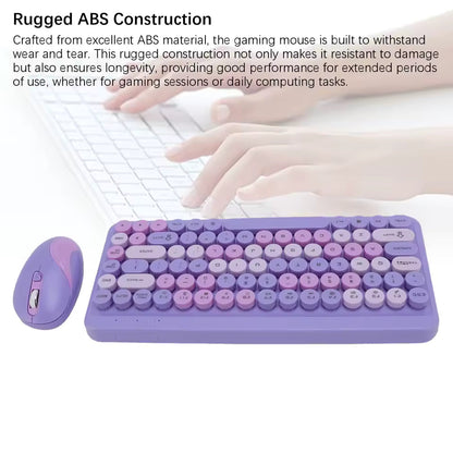 2.4G Wireless Keyboard Mouse Set Retro Round Keycap Keyboard and Mouse Set for Home Office