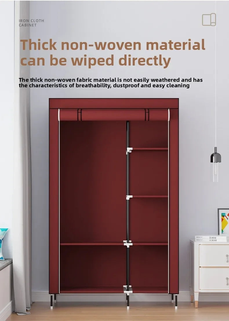 Simple wardrobe fashionable non-woven dustproof storage dormitory hanging wardrobe folding economical cloth wardrobe
