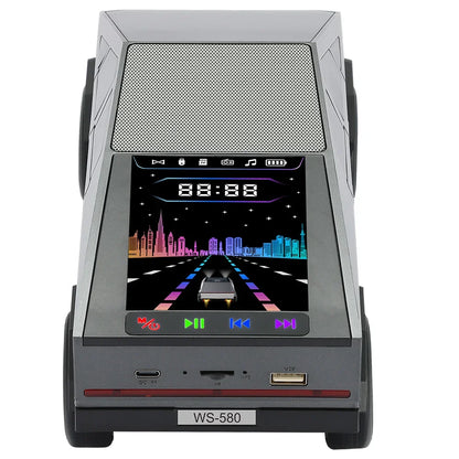 WS-580 Wireless Bluetooth Speaker in Car Shaped with Display Screen HIFI Stereo Surround Desktop Computer Boombox TF USB TWS