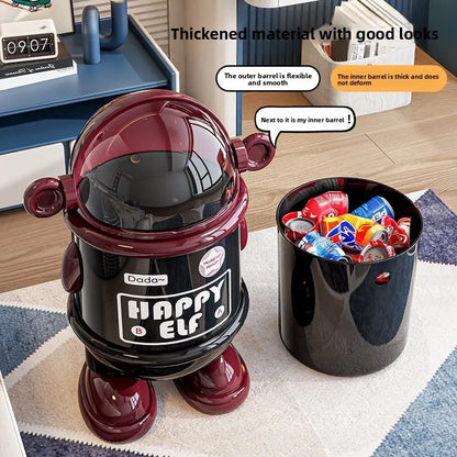 Cartoon household flip trash can, kitchen, living room, Internet celebrity with lid, large-capacity dust-proof trash can