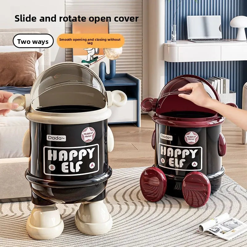 Cartoon household flip trash can, kitchen, living room, Internet celebrity with lid, large-capacity dust-proof trash can