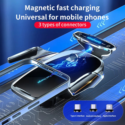 15W Wireless Car Phone Holder Fast Charging Magnetic Charger Mobile Phone Car Holder Stand for iPhone 15 14 13 12 Samsung Xiaomi