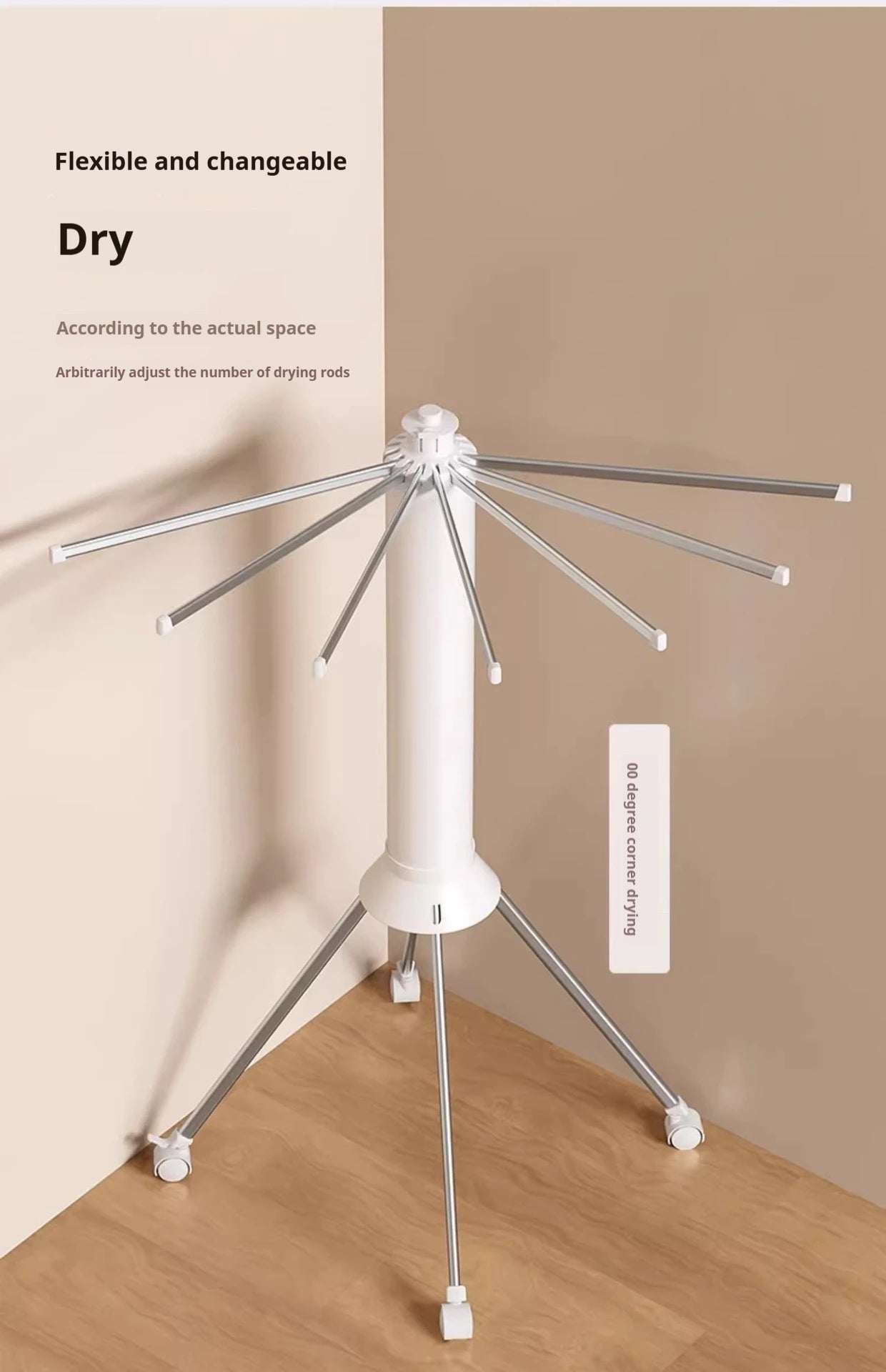 Foldable Clothes Drying Rack Octopus Type Floor Standing Balcony Clothes Drying Portable Rotating Drying Rod Clothes Dryer