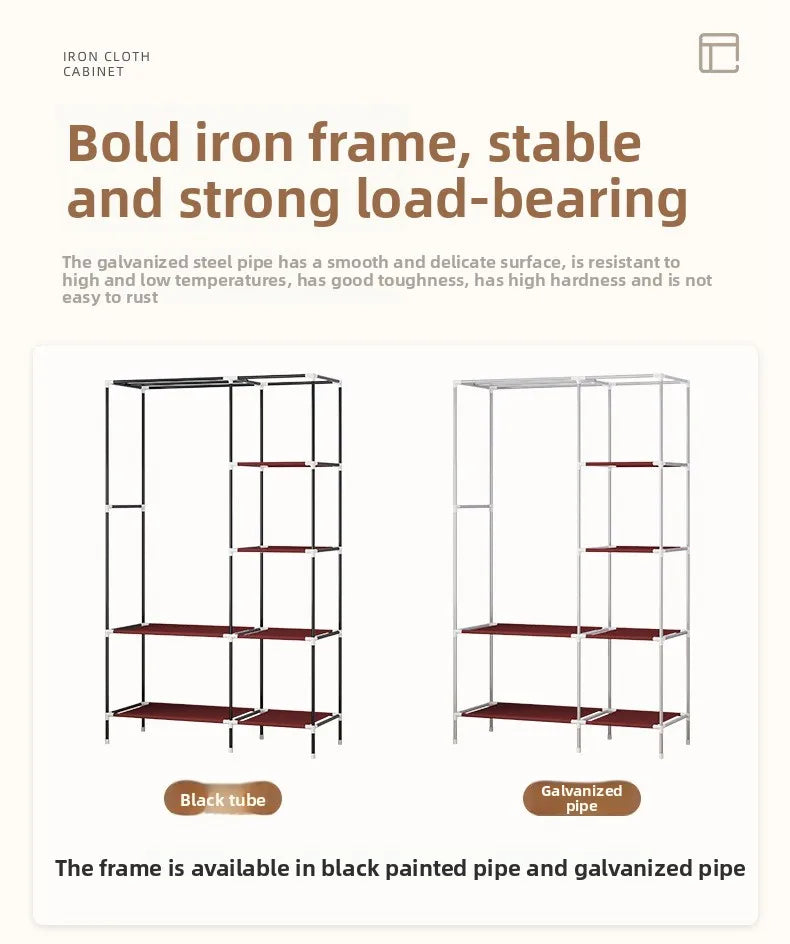 Simple wardrobe fashionable non-woven dustproof storage dormitory hanging wardrobe folding economical cloth wardrobe