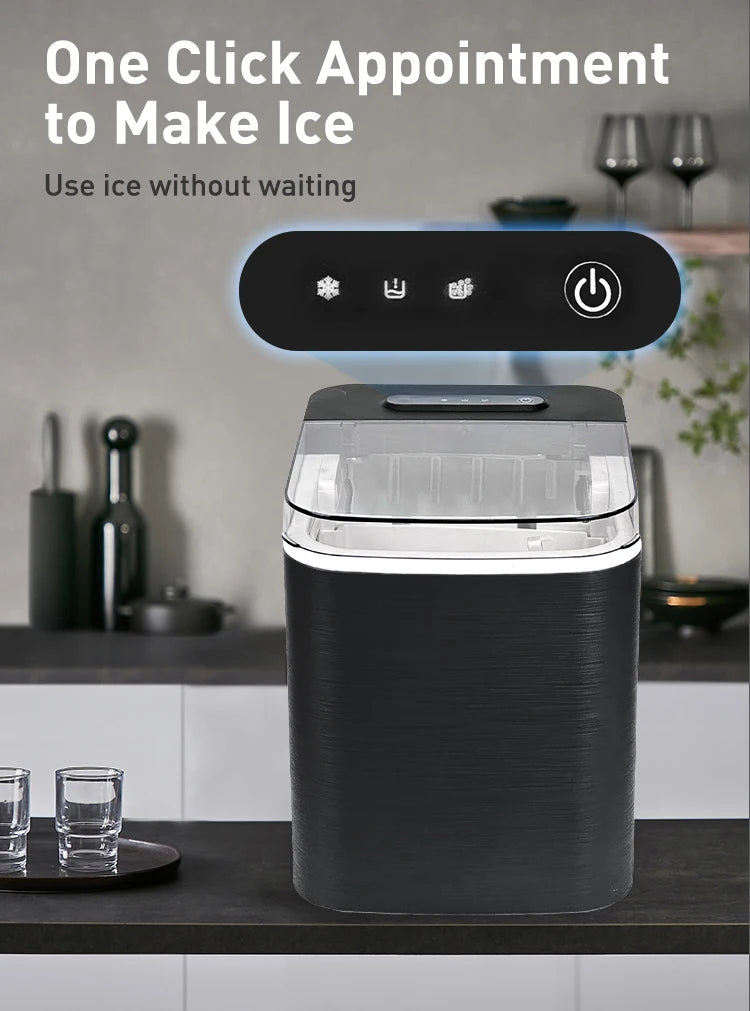 12Kg/24H Portable Ice Maker Self-Cleaning Countertop Ice Machine 2 Sizes Bullet Ice Cubes for Home Kitchen Office Bar Party