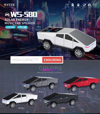 WS-580 Wireless Bluetooth Speaker in Car Shaped with Display Screen HIFI Stereo Surround Desktop Computer Boombox TF USB TWS