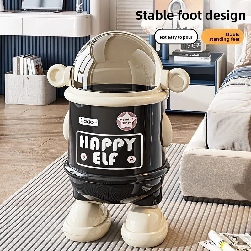 Cartoon household flip trash can, kitchen, living room, Internet celebrity with lid, large-capacity dust-proof trash can