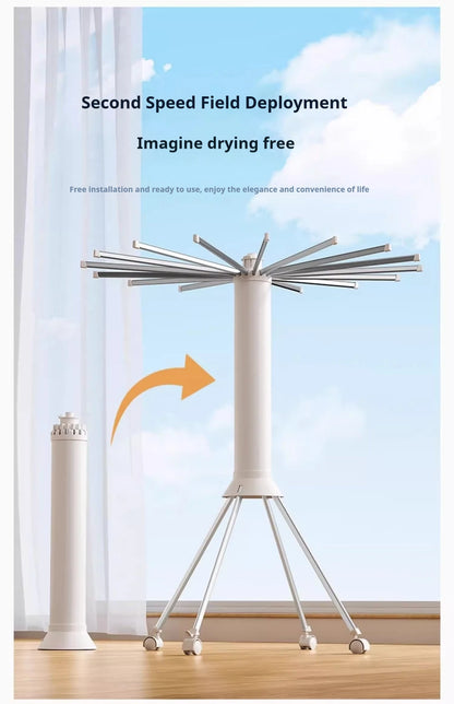 Foldable Clothes Drying Rack Octopus Type Floor Standing Balcony Clothes Drying Portable Rotating Drying Rod Clothes Dryer