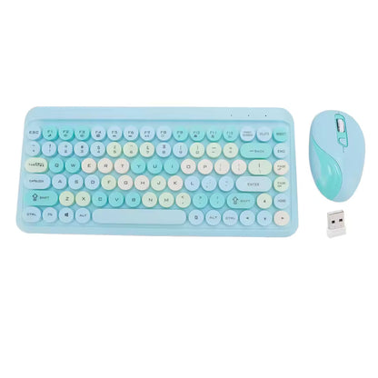 2.4G Wireless Keyboard Mouse Set Retro Round Keycap Keyboard and Mouse Set for Home Office