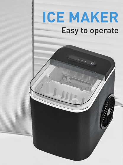12Kg/24H Portable Ice Maker Self-Cleaning Countertop Ice Machine 2 Sizes Bullet Ice Cubes for Home Kitchen Office Bar Party