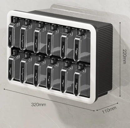 Multi-Grid Wall-Mounted & Countertop Spice Box Set – Kitchen Seasoning Storage Rack with Handles & Spoons