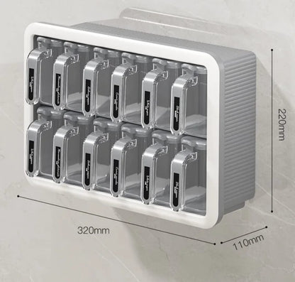 Multi-Grid Wall-Mounted & Countertop Spice Box Set – Kitchen Seasoning Storage Rack with Handles & Spoons