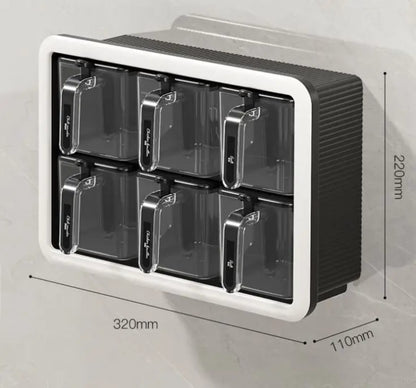 Multi-Grid Wall-Mounted & Countertop Spice Box Set – Kitchen Seasoning Storage Rack with Handles & Spoons